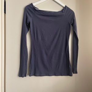 James Perse Blue Ribbed Long Sleeve Tee